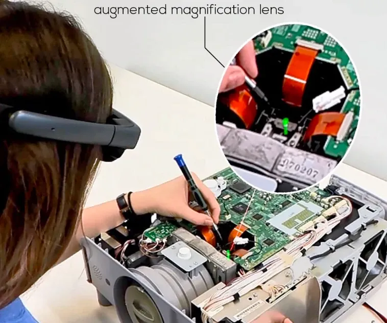 Teaser image: Magnification Lenses for Small-Scale Augmented Reality Instructions